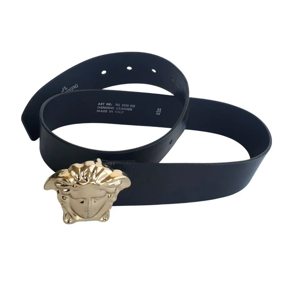 J Lindeberg Stockholm Vintage Leather Black Belt 32 Metal Mercury Buckle M - Picture 10 of 10